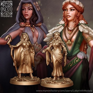amazon priestesses - 32mm scale labyrinth models Tabletop Characters & Creatures Fantasy Universe dungeons fantasy hero rpg wargaming warhammer character miniature mage boardgame tabletop wargame patreon d&d sorceress priestess cleric amazons 3d print model - Mito3D
