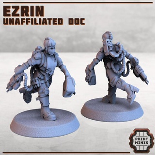 ezrin - independent doctor print minis Tabletop Characters & Creatures Sci-Fi Universe female sci-fi character aid medic 28mm grimdark surgen 3d print model - Mito3D