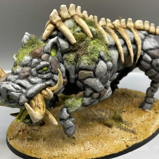 stone boar idol viridian forge Tabletop Characters & Creatures Fantasy Universe beast ork pig earth elemental rogue proxy orruk bonesplitterz 3d print model - Mito3D