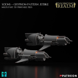 scions - gryphon-pattern jetbike divergingrealm Tabletop Characters & Creatures Sci-Fi Universe Vehicles Machines multipart 28mm 3d print model - Mito3D