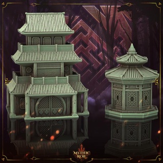 samurai inspired buildings mythic roll unchained games Tabletop 3D Printable Terrain Fantasy support-free terrain asian 3d print model - Mito3D