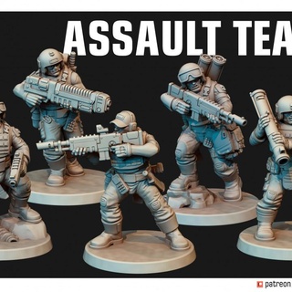 assault team jukko Tabletop Characters & Creatures Sci-Fi Universe guard miniature scifi tabletop infantry wargame grimdark redpilgrim 3d print model - Mito3D