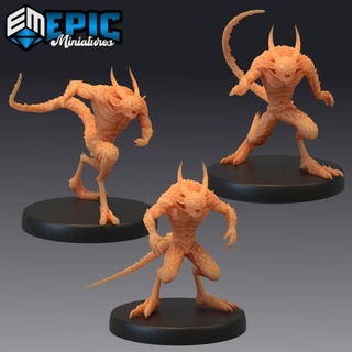quasit set hell warrior demon spawn evil minion abyss encounter epic-miniatures fantasy medieval monster rpg warhammer sla enemy tabletop dungeon dnd pathfinder npc pre-supported supported pre 3d print model - Mito3D