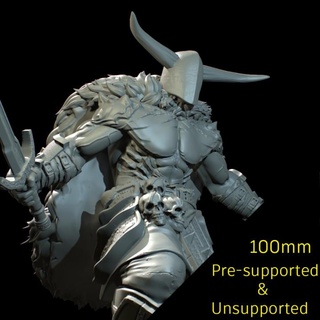 demon heavy v2 jeremy smith Tabletop Characters & Creatures Fantasy Universe action axe fantasy skull sword warrior 100mm dualwield 3d print model - Mito3D