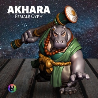 giff - akhara monk moonlight minis- christine van patten Tabletop Characters & Creatures Fantasy Universe female girl strong hippo mace spelljammer anthro cvp gyph hippokin 3d print model - Mito3D