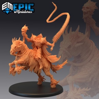 dullahan rider whip undead horse demon evil skeleton army cavalry abyss epic-miniatures fantasy medieval monster rpg warhammer sla enemy tabletop dungeon dnd pathfinder npc pre-supported supported pre 3d print model - Mito3D