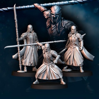 3x blindé bois elfes lance hallebarde fantaisie donné Jeux table personnages créatures univers jeux guerre 28mm davalegames armuredelves 3d print model - Mito3D