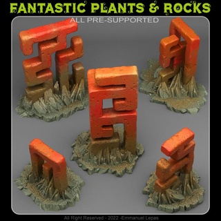 mystérieux asiatique pierres fantastique plantes rochers table 3D imprimable terrain fantaisie Emmanuel 4k tribu 8k 3d print model - Mito3D