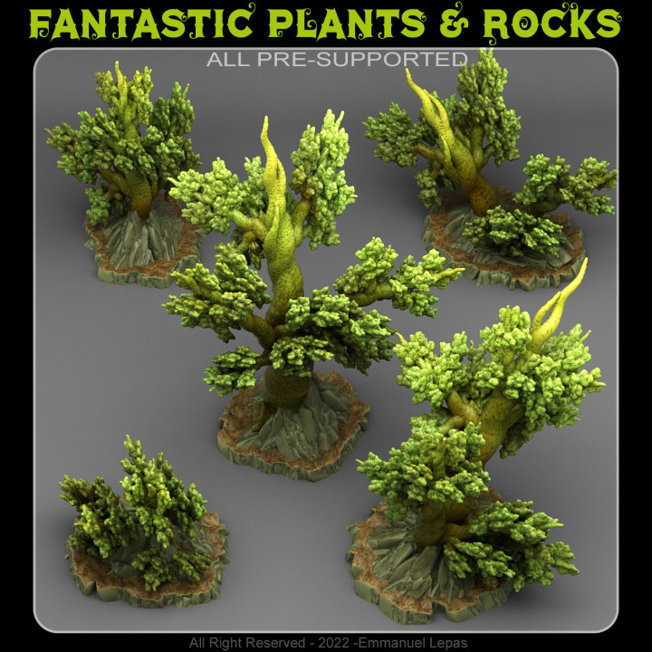 Wutrebe Bäume Fantastisch Pflanzen Felsen Tischplatte 3D druckbar Terrain Fantasie Sci Fi Emmanuel 4k Stamm Loslassen 8k 3D print model - Mito3D