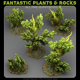 Öfke asması ağaçlar fantastik bitkiler kayalar masaüstü 3D yazdırılabilir arazi fantezi Sci Fi Emmanuel 4k kabile Bırak 8k 3d print model - Mito3D