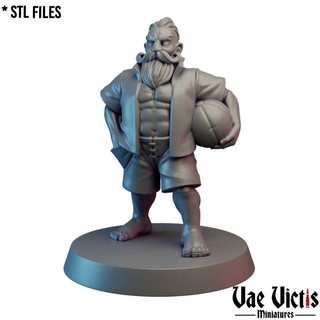 beach dwarf pre-supported vae victis miniatures Tabletop Characters & Creatures Fantasy Universe fantasy fun rpg summer balloon tabletop casual chill dnd muscles 3d print model - Mito3D