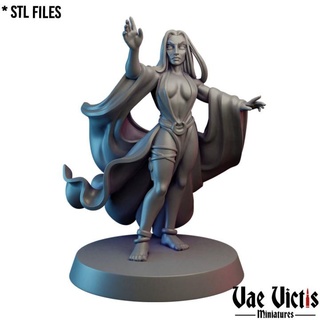 sorceress pre-supported vae victis miniatures Tabletop Characters & Creatures Fantasy Universe dark fantasy magician rpg witch tabletop dnd druid spellcaster elementalist 3d print model - Mito3D
