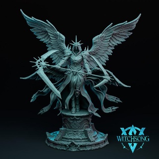 sunlight seraph witchsong miniatures Tabletop Characters & Creatures Fantasy Universe dragons dungeons ghost god hell light wings magic sun lord angel huge scythe 3x3 dnd heaven supported 3d print model - Mito3D
