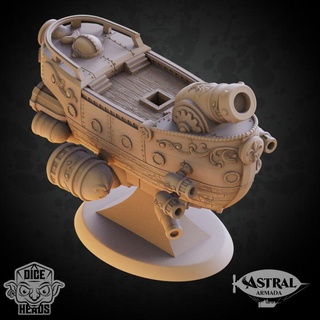 artificer dreadnought astral ship large version dice heads Tabletop Characters & Creatures Fantasy Universe Vehicles Machines boat plane spelljammer 3d print model - Mito3D