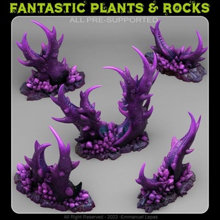 karanlık pençeler bitkiler fantastik kayalar masaüstü 3D yazdırılabilir arazi fantezi Emmanuel 4k kabile Bırak 8k 3d print model - Mito3D