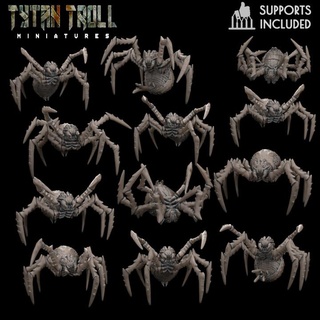 giant spider bundle pre-supported tytantroll miniatures dice dragons dungeons 3dprinting roll tabletop minis dnd tabletopgaming cr arachnid presupported nests 3d print model - Mito3D