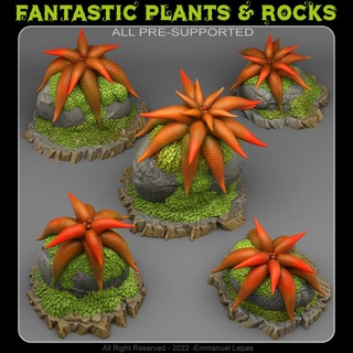 gizemli denizyıldızı Çiçekler fantastik bitkiler kayalar masaüstü 3D yazdırılabilir arazi fantezi Sci Fi Emmanuel 4k Bırak 8k 3d print model - Mito3D