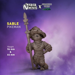 pre supported martre populaire piquier naga minis table personnages créatures fantaisie univers mini miniature donjons Dragons dnd anthropomorphe ttrpg animalier sable 3d print model - Mito3D