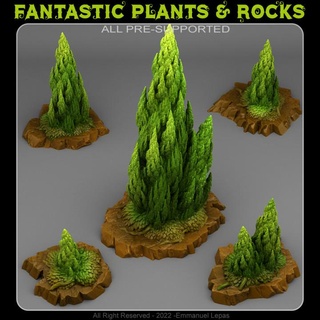 sarmal çam fantastik bitkiler kayalar masaüstü 3D yazdırılabilir arazi fantezi Sci Fi Emmanuel 4k kabile Bırak 8k 3d print model - Mito3D