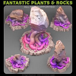 kalamar taşları fantastik bitkiler kayalar masaüstü 3D yazdırılabilir arazi fantezi Sci Fi Emmanuel 4k kabile Bırak 8k 3d print model - Mito3D