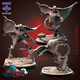 thessidian drowner pack mammoth factory Tabletop Characters & Creatures Fantasy Universe alien monster ocean sea undead vampire water large aberration manta 3d print model - Mito3D