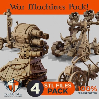 war machines pack double edge miniatures Tabletop Characters & Creatures Fantasy Universe Vehicles Machines stl catapult goblin machine orc tank bomb cannon dwarf crossbow cart miniaturepainting cannonball 3d print model - Mito3D