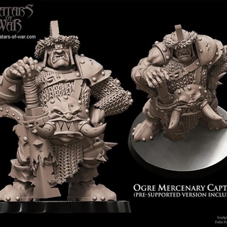 ogre mercenary captain avatars war Tabletop Characters & Creatures Fantasy Universe dragons dungeons fantasy mini rpg warhammer miniature arena oldschool supports wargame dnd 9thage kingsofwar aos ttrpg kow presupported pre-supported supported ninthage aow avatarsofwar arenadeathmatch 3d print model - Mito3D