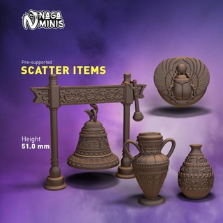 pre-supported scatter scenery june 2022 release naga minis Tabletop 3D Printable Terrain Fantasy bell mini stand vase miniature scarab base dungeonsanddragons tabletop diorama dnd decorated ttrpg 3d print model - Mito3D