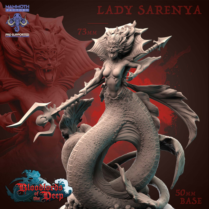 lady sarenya mammoth factory Tabletop Characters & Creatures Fantasy Universe monster ocean sea spear vampire water octopus large mermaid glaive siren scylla undine 3D print model - Mito3D