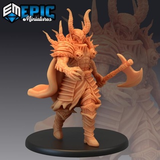devil warlord axe hell general demon warrior evil lord abyss encounter epic-miniatures fantasy medieval monster rpg warhammer sla enemy tabletop dungeon dnd pathfinder npc pre-supported supported pre 3d print model - Mito3D