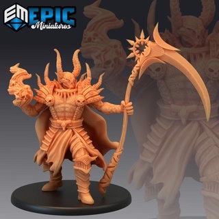 devil warlord scythe hell general demon warrior evil lord abyss encounter epic-miniatures fantasy medieval monster rpg warhammer sla enemy tabletop dungeon dnd pathfinder npc pre-supported supported pre 3d print model - Mito3D
