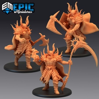 devil warlord set hell general demon warrior evil lord abyss encounter epic-miniatures fantasy medieval monster rpg warhammer sla enemy tabletop dungeon dnd pathfinder npc pre-supported supported pre 3d print model - Mito3D