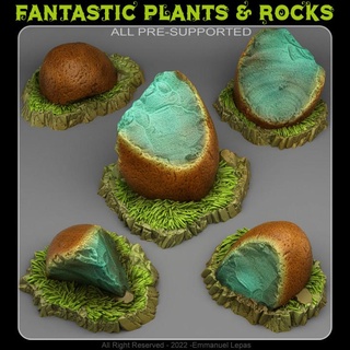 bleu magie silex fantastique plantes rochers table 3D imprimable terrain fantaisie Sci Emmanuel 4k 8k 3d print model - Mito3D