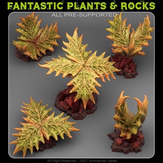 peri hamaklar fantastik bitkiler kayalar masaüstü 3D yazdırılabilir arazi fantezi Sci Fi Emmanuel 4k kabile Bırak 8k 3d print model - Mito3D