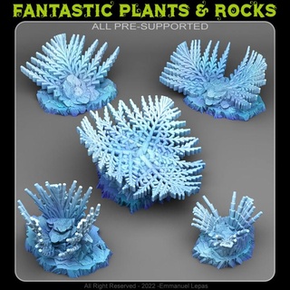 dev kar tanesi bitkiler fantastik kayalar masaüstü 3D yazdırılabilir arazi fantezi Sci Fi Emmanuel 4k kabile Bırak 8k 3d print model - Mito3D