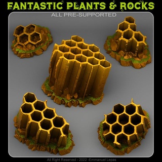 ancient giant wasps hive fantastic plants rocks Tabletop 3D Printable Terrain Fantasy Sci-Fi terrain emmanuel 4k tribe & lepas 8k 3d print model - Mito3D