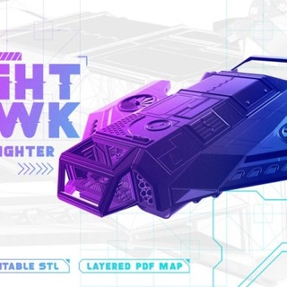 nighthawk scout fighter iain davies Tabletop 3D Printable Terrain Sci-Fi terrain ship scifi cyberpunk starship 3d print model - Mito3D
