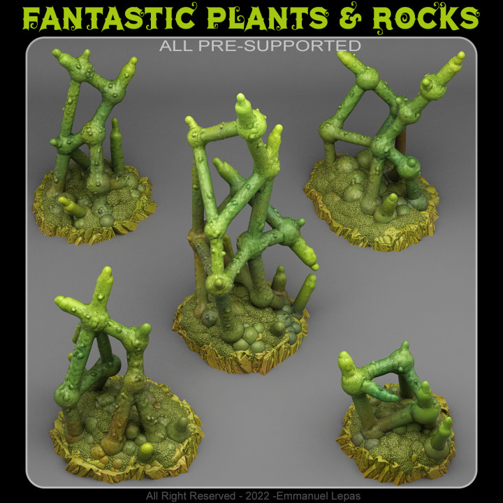 mortal molécula plantas fantástico pedras tampo mesa 3D imprimível terreno fantasia Sci Fi emmanuel 4k tribo Solte 8k 3D print model - Mito3D