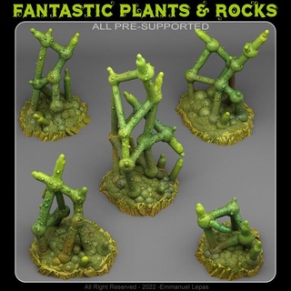 deadly molecule plants fantastic rocks Tabletop 3D Printable Terrain Fantasy Sci-Fi terrain emmanuel 4k tribe & lepas 8k 3d print model - Mito3D