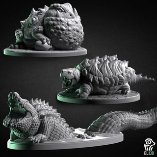 reptile bundle eli 3d Tabletop Characters & Creatures Fantasy Universe animal creature monster turtle crocodile frog alligator toad snapping swamp 3d print model - Mito3D