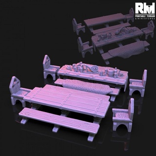 tempest hold great hall accessories rmprintable fantasy food gaming mini rpg table warhammer tabletop wargame d&d dnd pathfinder frostgrave banquet kingsofwar chairs ageofsigmar 5e rm warcry minaitures 3d print model - Mito3D