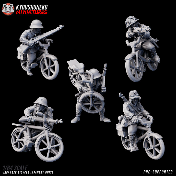 japonés bicicleta infantería unidades ww2 kyoushuneko miniaturas mesa caracteres criaturas histórico universo Japón guerra mundo fusileros 3D print model - Mito3D