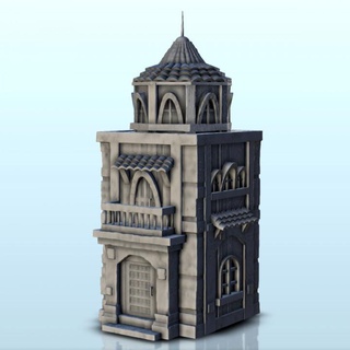 medieval tower tiled roof 7 - pirate jungle island beach piracy caribbean terrain hartolia miniatures Tabletop 3D Printable Terrain Fantasy architecture boat building rpg sea warhammer tropical dungeonsanddragons d&d buccaneers scenery swordandsorcery thug ageofsigmar corsairs privateers 3d print model - Mito3D