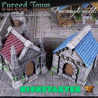 cursed town - small houses free sample makers anvil Tabletop 3D Printable Terrain Fantasy city dungeons modular terrain wargames warhammer wargame warhammer40k scenery pathfinder frostgrave mordheim aos 3d print model - Mito3D