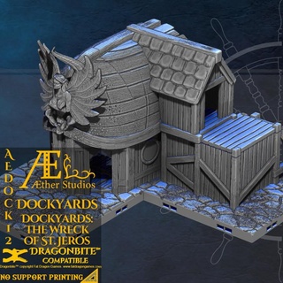aedocks12 dockyards wreck st jeros aether studios Tabletop 3D Printable Terrain Fantasy boat dock ship docks aetherstudios shipyard 3d print model - Mito3D