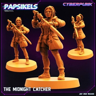midnight catcher papsikels miniatures  Tabletop Tabletop Characters & Creatures Sci-Fi Universe Tabletop Tabletop Characters & Creatures sword cyberpunk npc  3d print model - Mito3D