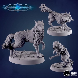human - wolf companion black skull studio Tabletop Characters & Creatures Fantasy Universe 3d print model - Mito3D