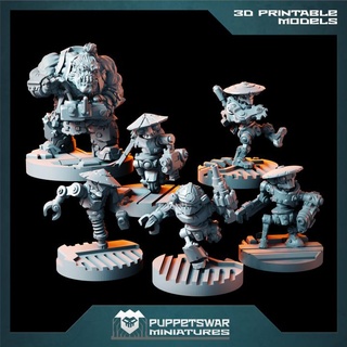 bushi gobots puppetswar miniatures Tabletop Characters & Creatures Sci-Fi Universe ork wargaming warhammer tabletop orks goblins gretchin 3d print model - Mito3D