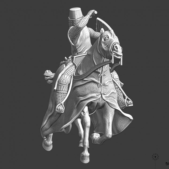 medieval crusader knight fighting mace northern crusades miniatures Tabletop Characters & Creatures Historical Universe stl figurine model soldier wargaming warrior german 3dprint warfare order cavalry templar 28mm danish mounted baltic teutonic 3D print model - Mito3D