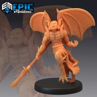 winged devil army spear hell warrior demon general evil lord abyss encounter epic-miniatures fantasy medieval monster rpg warhammer sla enemy tabletop dungeon dnd pathfinder npc pre-supported supported pre evilabyss 3d print model - Mito3D